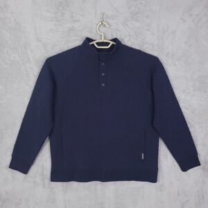 Eddie Bauer Sweatshirt Mens Blue Large Midweight 1/4 Snap Mock Quilted Pullover
